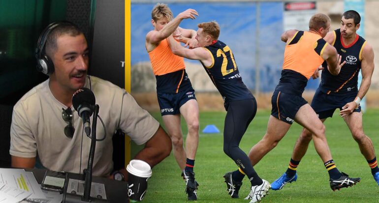 Taylor tex walker on ruck line up for Adelaide crows in training