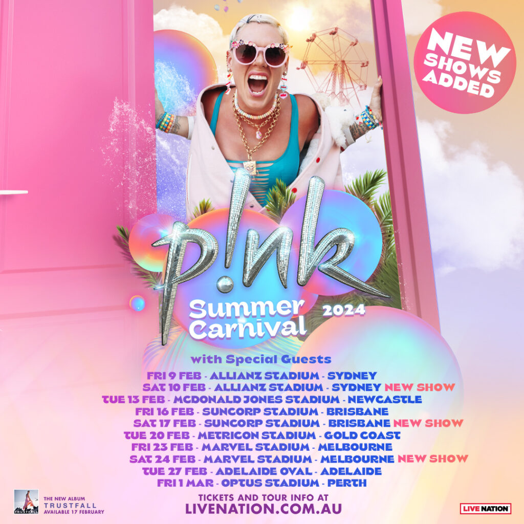 P!nk Announces MORE Dates For Her Aussie Tour