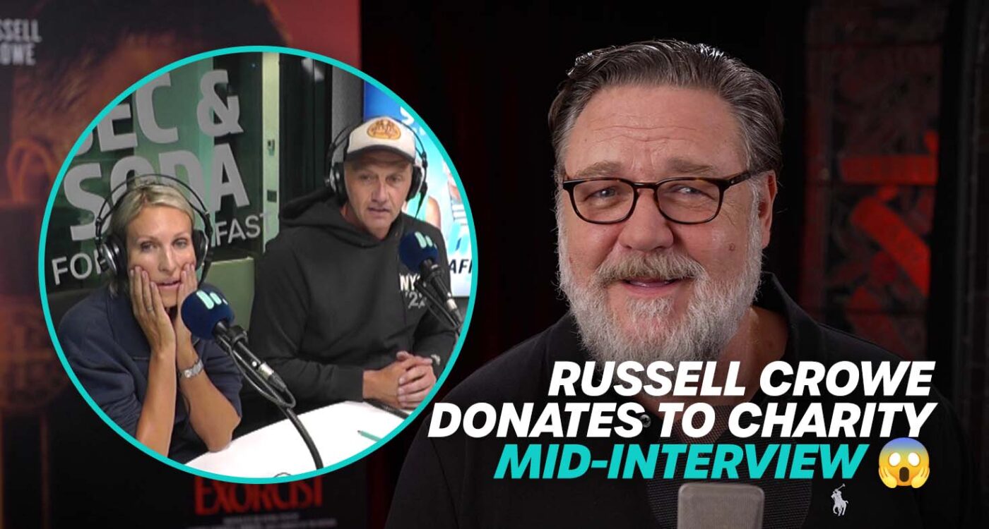 Russell Crowe Surprises Bec & Soda With Generous Donation MidInterview