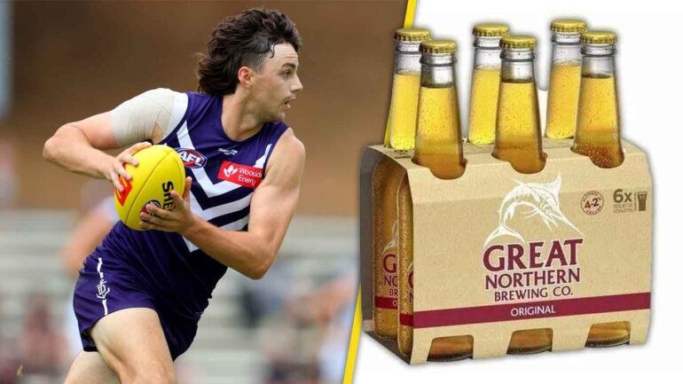 Jordan Clark and Great Northern beer 6 pack
