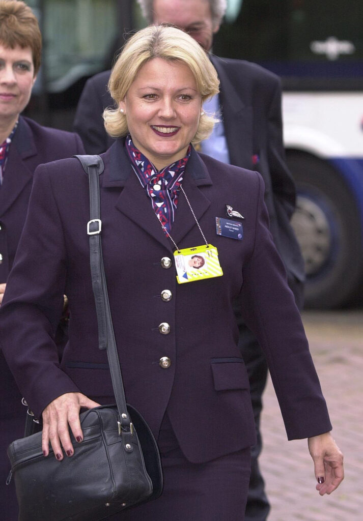 British Airways Stewardess Holly Ward arrives at Isleworth Crown Court to give evidence in the case of Peter Buck of rock group REM.  * Buck is pleading not guilty to being drunk on an aircraft and causing two counts of common assault involving cabin services manager Mario Agius and stewardess Holly Ward, and one charge of damaging British Airways crockery.   (Photo by Tim Ockenden - PA Images/PA Images via Getty Images)