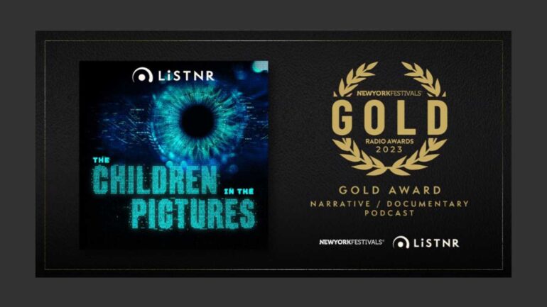 The Children In The Pictures Podcast Artwork and New York Festivals Gold Logo