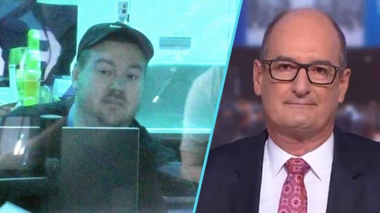 Producer Leon in studio, and a screenshot of David Koch during his announcement