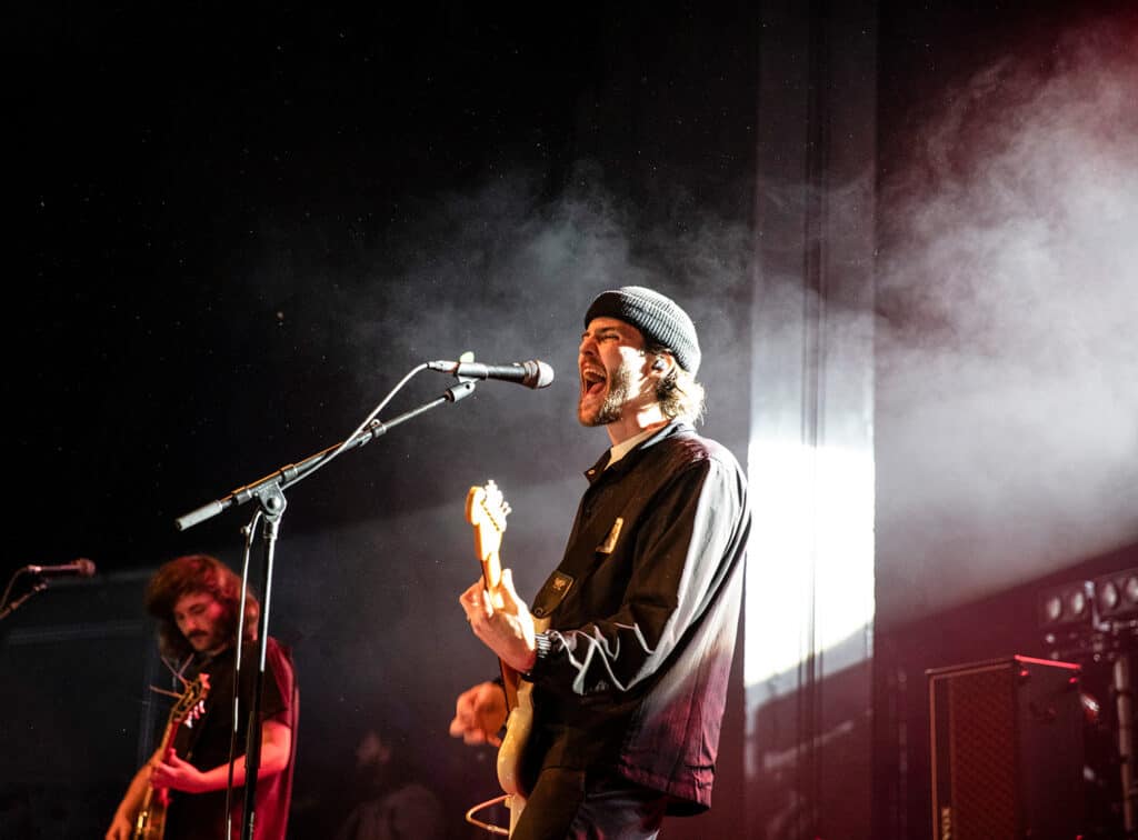 Brae Fisher of Dear Seattle on stage at Enmore Theatre on the 'Hockey Fields' tour, 14/07/23 [Photo: Chris Neave]