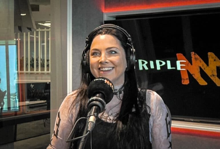 Amy Lee of Evanescence in the Triple M Brisbane studios. 23/08/23