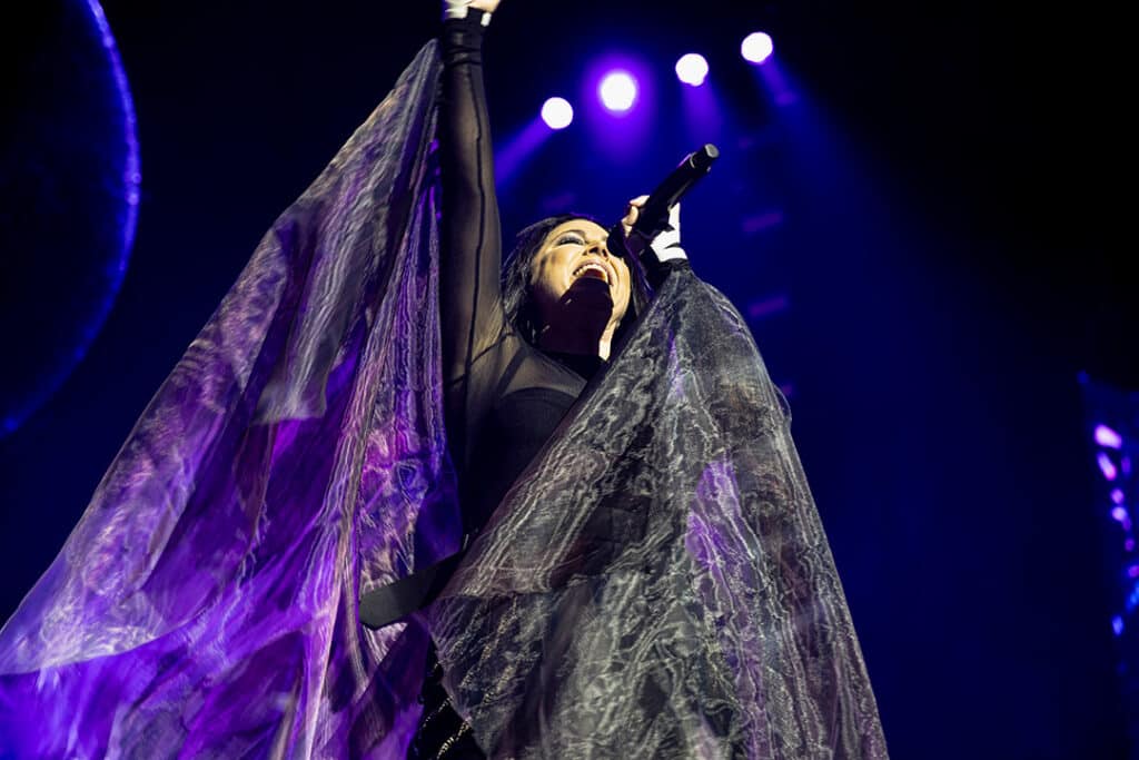 Amy Lee performing with Evanescence at Qudos Bank Arena. August 27, 2023. (Image: Chris Neave)