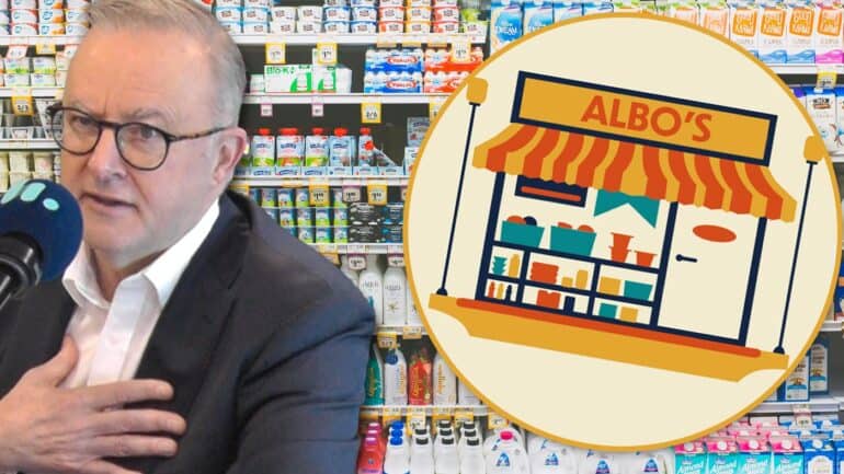 Anthony Albanese comments on a government supermarket.