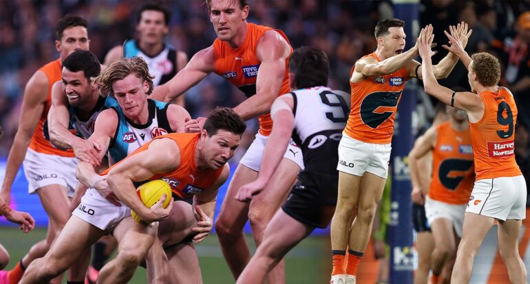 Toby Greene of GWS plays against Port Adelaide