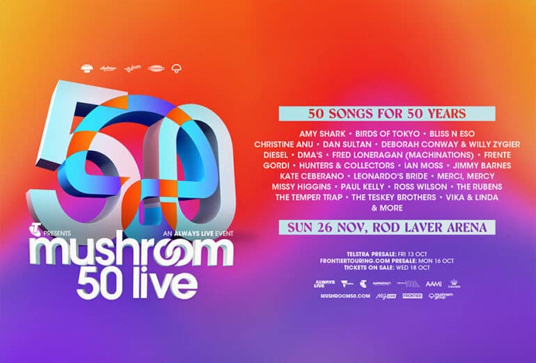 Mushroom 50 Live artwork.