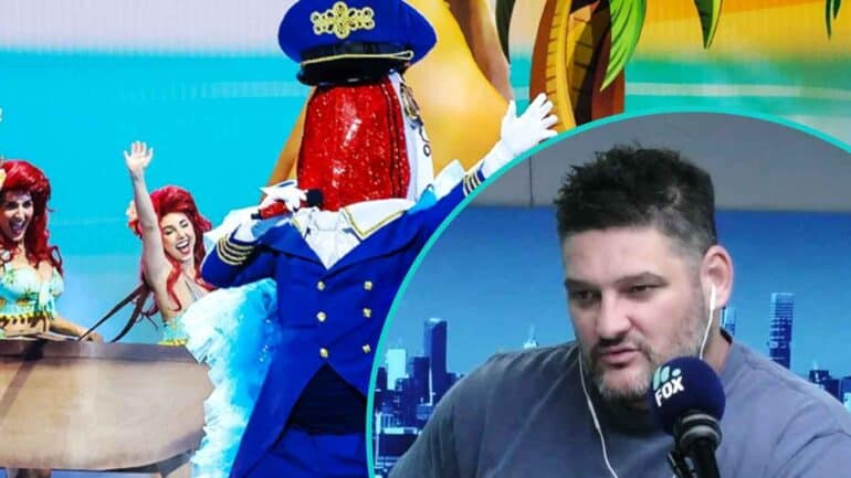 The Captain from The Masked Singer, Brendan Fevola pictured right