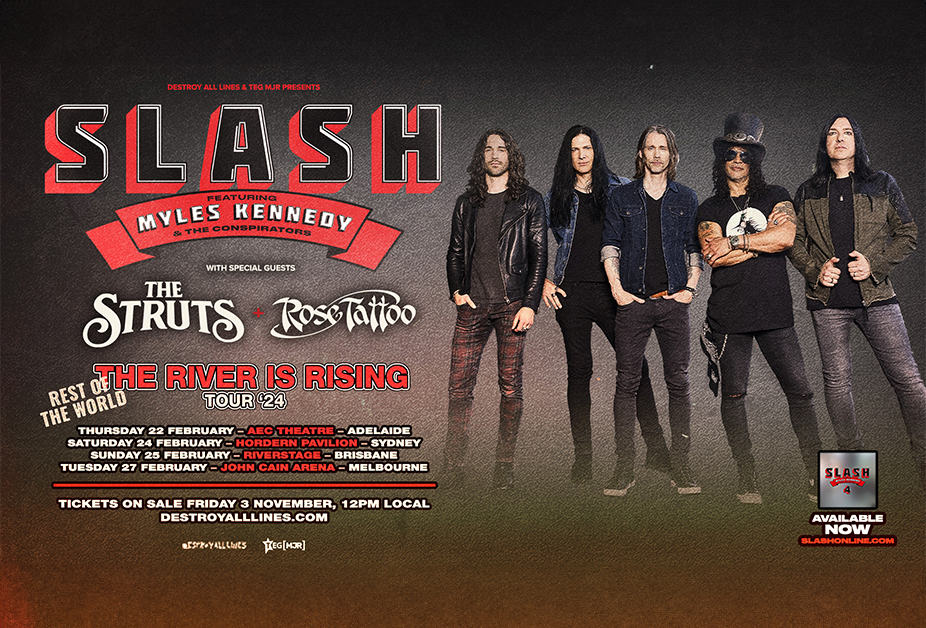 Slash Ft. Myles Kennedy and The Conspirators Announce Australian Dates for  'The River Is Rising-Rest of the World Tour 2024' E - Guitar Interactive  Magazine