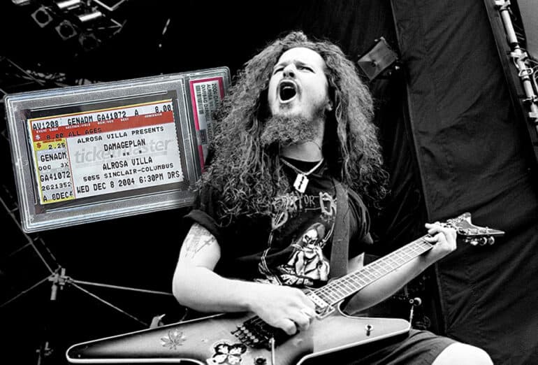 Dimebag Darrell, iconic Pantera guitarist, was tragically killed during a 2004 live show. A ticket stub from that night is now on eBay for $15K
