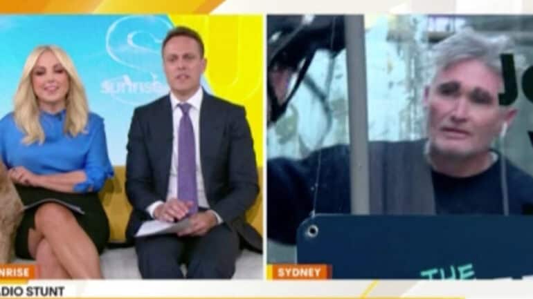 Dave Hughes crashes Sunrise live cross