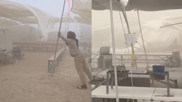 This year’s Burning Man festival has been thrown into chaos after extreme weather swept through Nevada’s Black Rock Desert. 